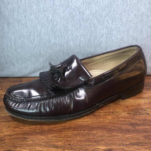 SAS Mens Size 13 M Burgundy Kiltie Tassel Leather Loafer Slip‎ On Dress Shoes - Picture 8 of 10